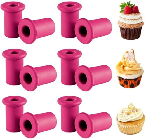 12x Silikon Ausstecher Backförmchen, Cupcake-Ausstecher Plunger zum Aushöhlen Befüllen von Muffins Cupakes