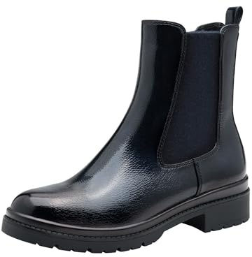 Tamaris Bottines Chelsea pour femme 1-25428-43 - Bleu marine - Brevet - Taille 37 EU, Brevet Navy, 37 EU