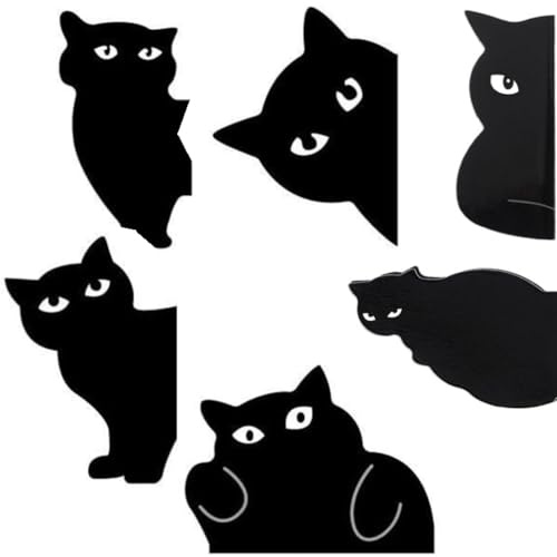 ZHjuju 6 Stück Magnetische Lesezeichen Niedliche Schwarze Katze, Starker Magnetischer Halt, Leicht & Langlebig, Kinder, Frauen, Buchliebhaber & Katzenfans (Schwarz, 6er Set)