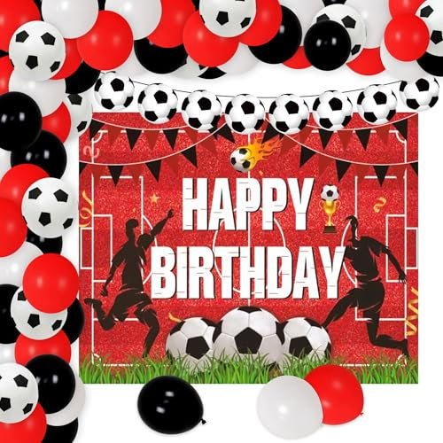 Fußball Geburtstag Dekorationen rot und weiß für Fußball alles Gute zum Geburtstag Banner Folie Ballons Fußball Party Zubehör