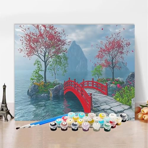 Peinture par Numero Adulte Loisir Creatif lac Peinture Numero Arbre(1) Coloriage par Numero Kits, DIY Artisanat Manuelle Creatif pour la Décoration de la Maison, Femme/Homme Cadeau 100x150cm XZ-808
