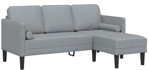 vidaXL Hellgraues L-förmiges Sofa | 3-Sitzer Couch | Langlebiger Buchenholzrahmen | Komfort und Stil für das Wohnzimmer | Ideal für Gaming und Lesen