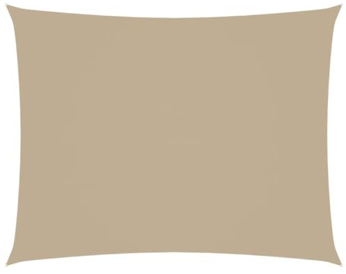 Homvdxl Rectangle Sun Shade Sail Waterproof, 3.5x4.5 m Oxford Fabric Awning Canopy UV Block with Rope, Weather Resistant Garden Shade Sail, Beige