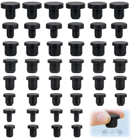 80 Stück Gummistopfen, Lochstopfen Rund Verschlussstopfen Schwarz Silikonstopfen Gummistöpsel wasserdichte Gummi Stopfen für Löcher 4/5.5/6/6.5/7.5/8/8.5/9.5mm Innendurchmesse