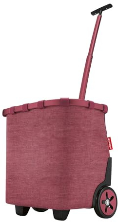 reisenthel carrycruiser Twist Maroon – Tragbarer Einkaufstrolley mit stabilem Aluminiumrahmen, Schultergurt und herausnehmbarer Netz-Innentasche – Aus wasserabweisendem Material