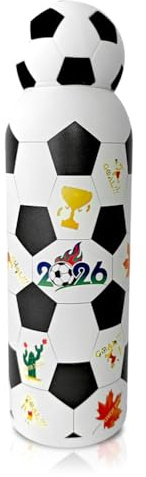 Stainless Steel Leakproof Insulated Water Bottle, Thermal Flask - 500ml, Insulated Water Bottle with Football Print, Vacuum Thermal Flask, BPA-Free, for Boys Girls School (Football)