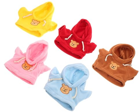 Gatuida 5 Stück Teiliges DIY Bären Kleidungsset für Plüschtiere Eng Anliegende und Modische Kapuzenpullover Buntes Puppenkostüm für Individuelle Bärenoutfits und Vielseitige Anlässe