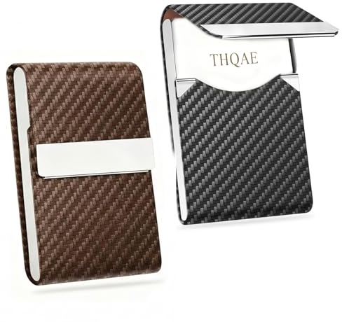 THQAE 2Pcs Porte Carte de Visite,Étui Cartes de Visite Professionnel avec Fermeture Magnétique,PU Porte-Cartes de Visite en Cuir,pour Carte de Visite,Carte de Crédit