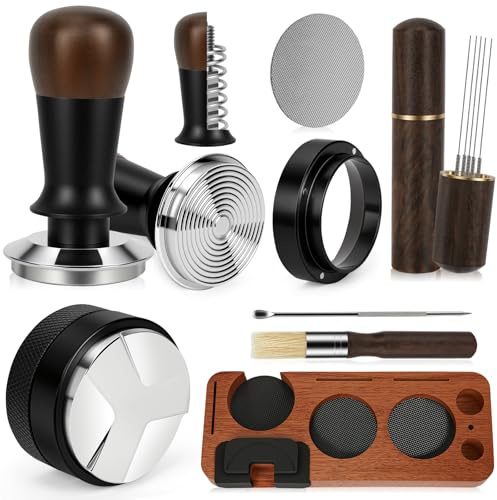 Y-Step Barista Zubehör 8pcs, 51mm Espresso Tamper Set mit Tamperstation | Kaffee Distributor, WDT Tool, Tamper, Dosierring, Puck Screen, Reinigungsbürste, Rührer, für 51mm Siebträger