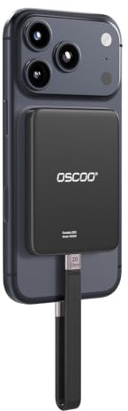 OSCOO 1TB Magnetic Portable SSD, Up to 2000MB/s, External Solid State Drive Compatible with MagSafe for iPhone 15/16/17, Mac, Laptops & Tablet – Reliable Storage for Students, Gaming & Professionals | Compatible with MagSafe for iPhone 15/16/17, Mac, Laptops & Tablet, Reliable Storage for Students, Gaming & Professionals