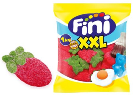 Bonbons gélifiés géants à la fraise des bois acidulée – Paquet de 1 kg (Lot de 5)
