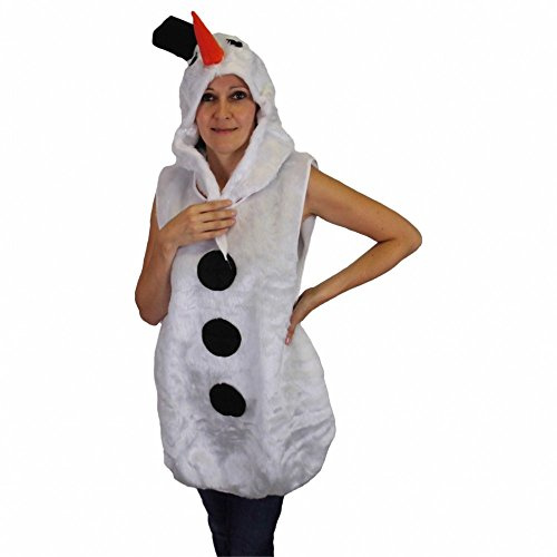 Krause & Sohn Kostüm Schneefrau Tunika mit Mütze Plüsch Straßenkarneval Schneemann (L/XL)