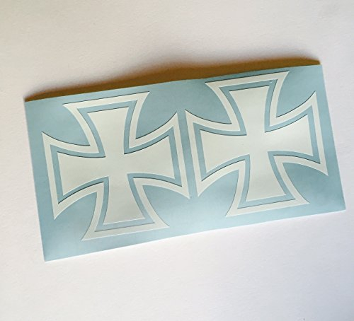 Aufgeklebt 2X Eiserne Kreuz Iron Cross Weiß Sticker Dapper Auto Aufkleber Tuning Oldschool
