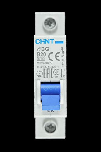 Chint EBG-1P-B20 Miniature Circuit Breaker, 20 A, 1 Pole, B Curve, 6 kA
