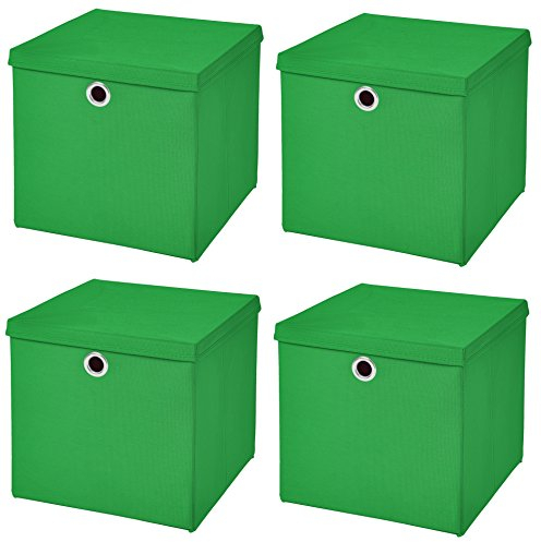StickandShine 4er Set Grün Faltbox 28 x 28 x 28 cm Aufbewahrungsbox faltbar mit Deckel