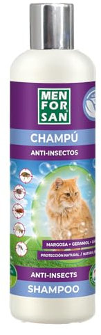 MENFORSAN Champú Anti-Insectos con Margosa, Geraniol Y Lavandino - Gatos 300 ml