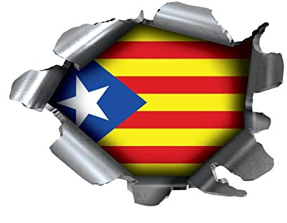Speed Demons Pride Burst RIP Torn Tear Sticker Graphic SELF Adhesive for Any Surface Including LAPTOPS and Cars - Catalonia Catalan Catalunya National Flag