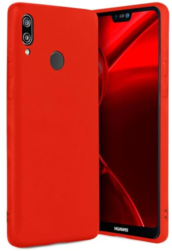 ONEFLOW SlimShield Pro für Huawei P20 Lite Hülle Ultra dünn erhöhter Rand, TPU Backcover minimalistisch Handyhülle flexibel, Schutzhülle mit Kamera- und Displayschutz, Rot