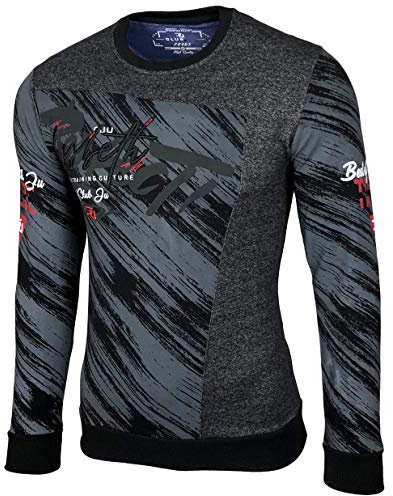 Baxboy Herren Pullover Hoodie Sweatjacke Longsleeve Sweatshirt Jacke Langarm Kapuzenpullover Hoody Sweater 2628, Farbe:Schwarz_1, Größe:S