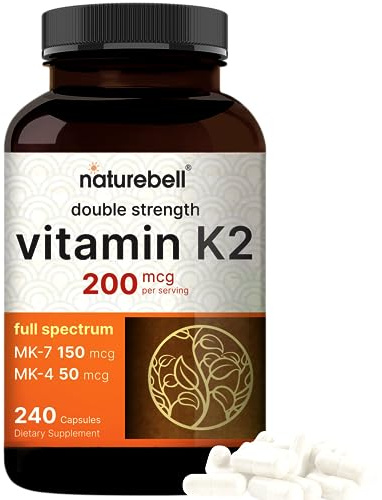 NatureBell Vitamin K2-240 Capsules - 200mcg Double Strength MK-7 & MK-4 Complex - Heart, Bone & Immune Health Support* - Complete K Vitamins Formula