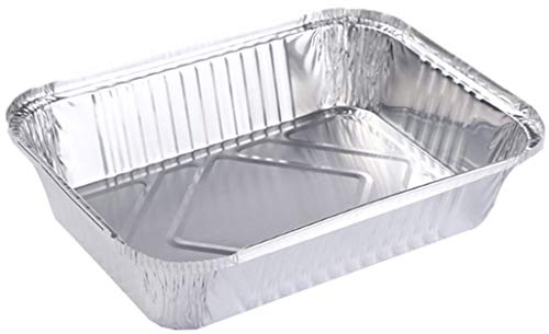 HorBous Bandeja Rectangular Papel de Aluminio con Tapa para Alimentos/Plato Aluminio Desechable para Fiesta– 20 Piezas (B: Bandeja con Tapa 20 Piezas: 22x15.8x5.4cm)