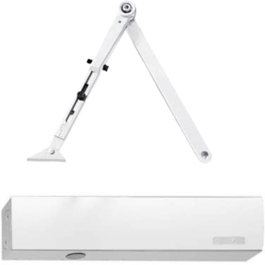 Geze Ts Ferme-porte 4000 V Blanc RAL 9016 avec barre de blocage et plaque de montage