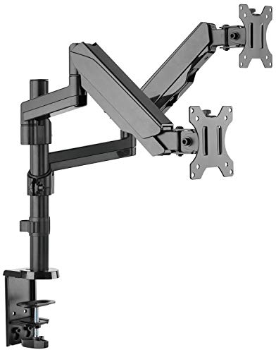 RICOO Monitor Halterung 2 Monitore Bildschirmhalterung Dual Monitor-Arm Monitorhalterung Ständer Arme für 17-32 Zoll Computer-Monitore PC Gaming Bildschirm TS9611 Stand Tischhalterung Monitor-Halter