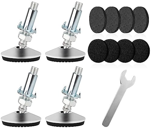 Tahikem 4 Set Swivel Levelling Feet, M10 Height Adjuster Furniture Levellers Foot With T Nut Bolt, Table Leg Extenders, Screw In Bed Table Chair Self Levelers Legs 2 Base Dia 2 Thread Length Silver