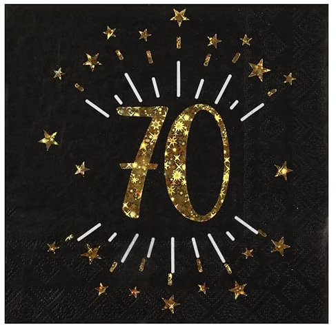 Santex 6790-70, Packung mit 10 Servietten, Motiv: Age Glitzer, Metall, 70 Jahre