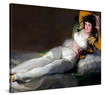 PICANOVA – Francisco Goya – The Clothed Maja 100x75cm – Bild auf Leinwand – Premium Kunstdruck Auf 2cm Holz-Keilrahmen Für Schlaf- Und Wohnzimmer – Klassische Kunst