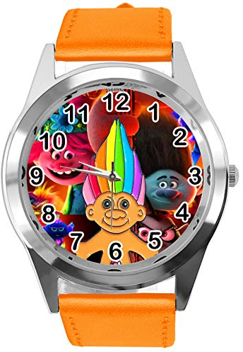 Orange Leder Runde Uhr für Zwerge Fans