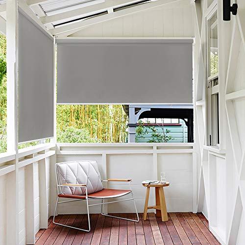 HENGMEI Senkrechtmarkise Balkon Außen Vertikalmarkise Sonnenschutz Balkonmarkise Balkonsichtschutz Balkonrollo für Balkon Terrasse,Grau,180x140cm