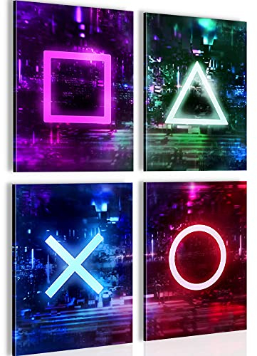 Novart Bilder Spielkonsole Gamer - Fertig Zum Aufhängen - Kein Extra Rahmen benötigt - Wandbilder Set Kinderzimmer Junge Teenager - N021347a