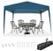 Mingone Pavillon 3x3m Partyzelt Wasserdicht Klappbar Gartenzelt PE Festzelt Faltpavillon Bierzelt UV Schutz 50+ (Blau ohne 4 Seitenteilen)