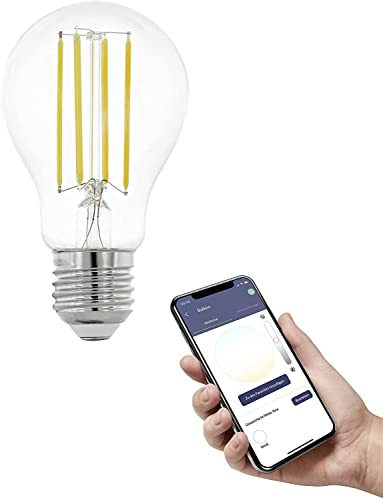 EGLO connect.z Smart-Home LED Leuchtmittel E27, A60, ZigBee, App und Sprachsteuerung Alexa, dimmbar, neutralweiß, 806 Lumen, 6 Watt, Vintage-Glühbirne klar