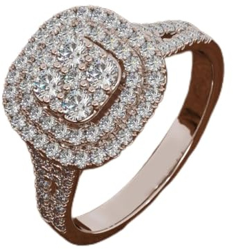 Bague micro-cloutée dorée 18 carats pour femmes bijoux en pierres précieuses carrées bague bagues en diamant boîte pour cadeau de bijoux pour femmes
