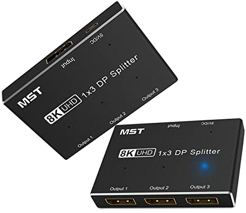 8K Displayport Multi-Monitor Adapter Splitter, BolAAzuL DisplayPort 1.4 MST Hub Splitter 1 in 3 out DP to DP Video Converter for Video Card with MST Function(Windows PC only)-Support Dual or Triple 4K