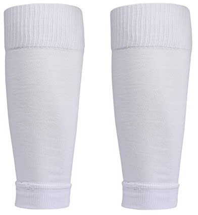 Balems Unisex Leg Sleeves Calf Guards Socks Football Shin Guards Sleeves Socks Tights Leg Warmer for Running, Cycling, Soccer, Golf, Tennis, Suitable for Calf Circumference 35-43CM White