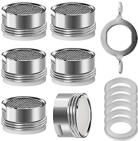 6 Stück Perlator M24 Wasserhahn Aufsatz Strahlregler, Wasserhahn Sieb - Edelstahl & ABS Filter - 1 Montageschlüssel, Perlatoren für Wasserhähne