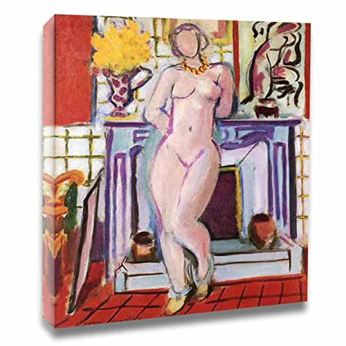 Ltt-Ydd-Ccl Henri Matisse“Vor dem Kamin”Kunstdruck Poster Kunstdruck auf Leinwand für Wohnzimmer, Schlafzimmer, Büro Dekoration Gerahmt Bereit Zum Aufhängen(93x111cm-37x44inch,Gerahmt)