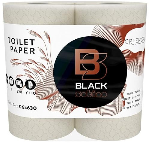 BlackSatino Toilettenpapier GreenGrow I 2-lagig I 48 Rollen mit je 320 Blatt I umweltschonend I nachhaltig I Miscanthus-Recycling-Mix