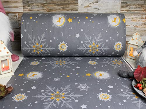 240cm Breit Meterware ab 50cm Weihnachtsstoffe Popeline Baumwolle Stoff Baumwollstoff Weihnachten Stoffe Weihnachtsstoff Bastelstoff ÖKO-TEX BW045 (Grau)
