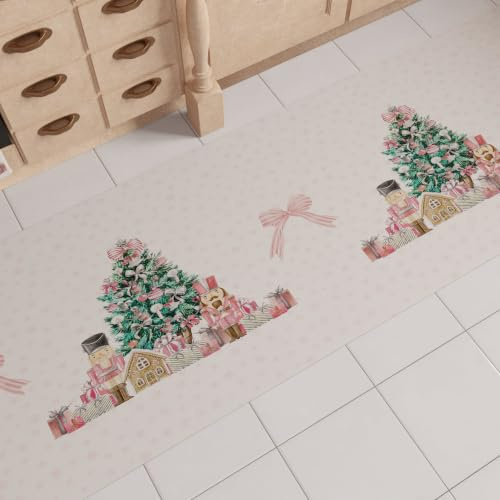 PETTI Artigiani Italiani - Weihnachts-Küchenläufer, Rutschfester und waschbarer Weihnachts-Küchenteppich, 52 x 480 cm, Weihnachtsteppich mit rosa Soldaten-Motiv, Made in Italy