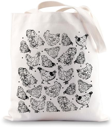 BWWKTOP Chicken Canvas Tote Bag Huhn Wiederverwendbare Einkaufstasche Huhn Lebensmittel Taschen Hühner Liebhaber Geschenke für Frauen (Huhn TG)