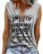 heekpek Women Vest Tops V Neck Casual Summer Tee Tops Sleeveless Cotton Graphic Print Ladies Vests Tank Tops, Grey, Size M
