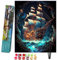 Bougimal Painting By Numbers adultes paysage sans cadre avec pinceaux et peintures acryliques - 40 x 50 cm, Voilier à vagues