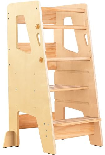 Stehturm für Kleinkinder, höhenverstellbar, Küchenhocker, Helfer, idealer Kinder-Küchen-Tritthocker zum Erlernen neuer Fähigkeiten, aktualisiertes Design mit Sicherheitsfüßen, lackiert