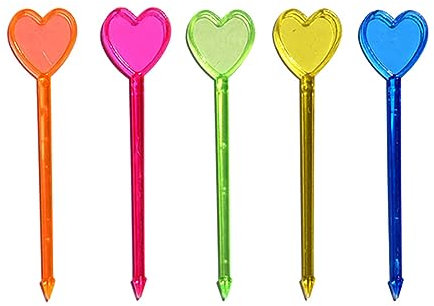 Multicolor Plastic Fruit Pick Heart Toothpicks Cocktail Appetizer Picks Food Skewer Sticks Sandwich Drink Picks Party Decorations 100Pcs