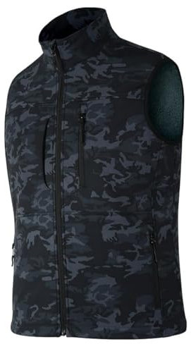 Zzkouine Softshell Vest Hommes Gilet de Vélo Coupe-Vent Sans Manches Multi-Poches Chaudes Golf Veste d'Entraînement de Sport Protection Cousue