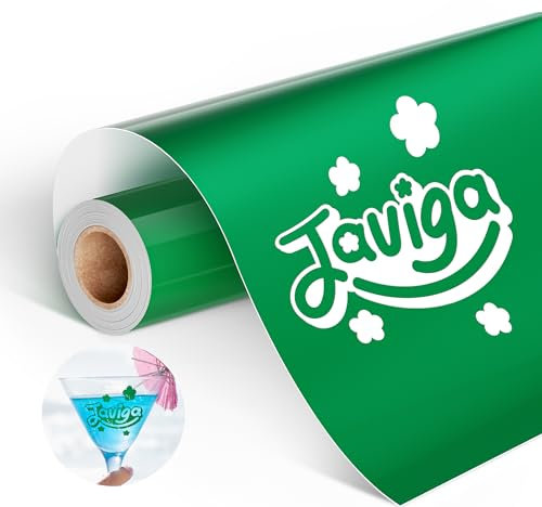 JAVIGA Vinylfolie Plotter Grüne Glänzende Selbstklebende Folie Rolle für Cricut, Wasserdichtes Plotterfolie Vinyl 30.5cm x 305cm für DIY-Aufkleber, Tasse, Geburtstage, Bastelprojekte